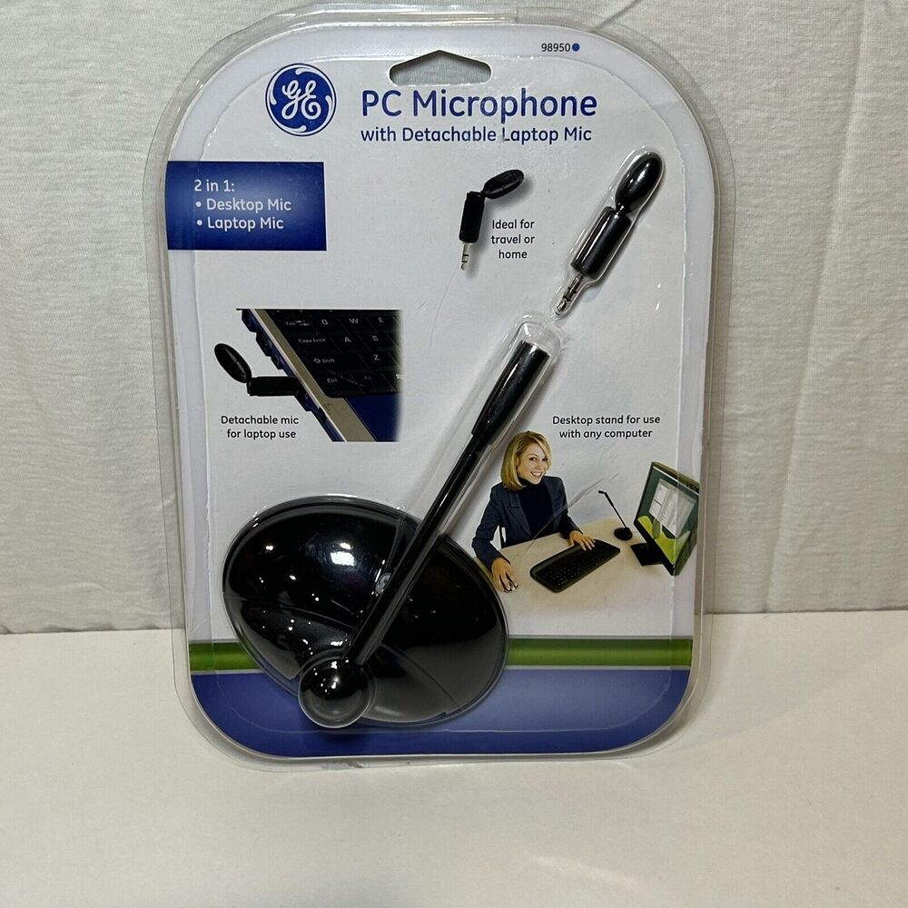 GE PC Microphone with Detachable Laptop Mic 2in 1 Desktop / Laptop Mic 20669